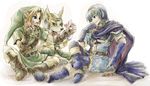  artist_request blonde_hair blue_eyes blue_hair cape card fire_emblem fire_emblem:_monshou_no_nazo fox_mccloud furry gloves green_eyes holding holding_card link lying_card male_focus marth multiple_boys playing_games pointy_ears sitting smile star_fox super_smash_bros. the_legend_of_zelda tiara 