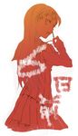  amagi_yukiko cowboy_shot glasses hairband long_hair long_sleeves monochrome persona persona_4 pleated_skirt red school_uniform simple_background skirt solo tsuji_yuzu very_long_hair white_background yasogami_school_uniform 