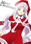  azu caren_hortensia christmas fate/hollow_ataraxia fate/stay_night fate_(series) lavender_hair pantyhose santa_costume solo yellow_eyes 