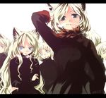  angry animal_ears bad_id bad_pixiv_id blonde_hair blue_eyes cat_ears cigarette copyright_request multiple_girls shunsei_(muratou) smoking 