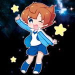  blue_eyes brown_hair earth_eleven inazuma_eleven_(series) inazuma_eleven_go inazuma_eleven_go_galaxy jacket male_focus matsukaze_tenma one_eye_closed open_clothes open_jacket open_mouth soccer_uniform solo sportswear star tooru track_jacket 