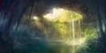  bad_pixiv_id bird cave lake nature no_humans original park_jae-cheol scenery stalactite tree underground water waterfall 