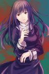  asagami_fujino dress kara_no_kyoukai long_hair monokuro_(snog) purple_hair red_eyes school_uniform solo 