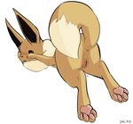  anus barefoot black_eyes blush butt canine cute dacad eevee female feral juice long_ears mammal nintendo nude pawpads paws plain_background pok&#233;mon pok&eacute;mon presenting presenting_hindquarters presenting_pussy pussy pussy_juice shadow solo video_games white_background 