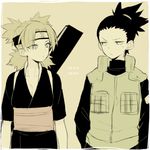  1boy 1girl flak_jacket forehead_protector nara_shikamaru naruto quad_tails saku_anna temari 