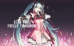  aqua_eyes aqua_hair freely_tomorrow_(vocaloid) gloves hatsune_miku long_hair microphone project_diva_(series) project_diva_f smile solo starshadowmagician twintails vocaloid 