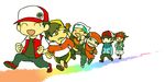  :d ^_^ anger_vein arm_up backwards_hat baseball_cap black_hair bored chibi clenched_hands closed_eyes elbowing fingerless_gloves following gloves gold_(pokemon) happy hat jitome kouki_(pokemon) kyouhei_(pokemon) long_sleeves looking_back multiple_boys nocco open_mouth pants perspective pokemon pokemon_(game) pokemon_bw pokemon_bw2 pokemon_dppt pokemon_emerald pokemon_gsc pokemon_rgby pokemon_rse red_(pokemon) running sanpaku scarf shoes short_sleeves shorts sideways_glance smile touya_(pokemon) visor_cap walking white_background yuuki_(pokemon) 