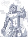  abs alcohol anthro argos arm_band beverage biceps bottle camo canine chain cigar clothing cocky collar dialog facial_hair fangs male mammal muscles pants pants_pull pecs scar solo spiked_collar text undressing wolf wolfy-nail 