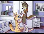  bed blue_eyes canine cub cute duo fennec folf fox gay graneth hybrid knot male mammal penis taag taag(character) wolf wolgram wolgram(artist) yellow_eyes young 