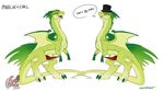  avoid_posting brothers claws dragon earl entwined_tails erection eyewear feral frisky_ferals green_scales hat hindpaw long_neck long_tail male marlin monocle open_mouth paws penis reptile scalie sefeiren sibling standing tongue top_hat twins wings 