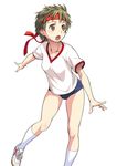  :o buruma gym_uniform headband kneehighs kouda_tomohiro original shoes short_hair simple_background sneakers solo tomboy white_background white_legwear 