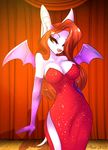  aimi bat cleavage clothed clothing cosplay dress female horn jessica_rabbit mammal solo wings 
