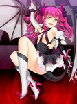  :d arisu_shiria arm_up bangs black_dress blood blush boots checkered checkered_background claws demon_girl diamond_(shape) dragon_girl dragon_tail dragon_wings dress elizabeth_bathory_(fate) elizabeth_bathory_(fate)_(all) fate/extra fate/extra_ccc fate_(series) fingernails flat_chest frills from_side gothic gothic_lolita gradient_hair green_eyes hair_ribbon high_heels holding horns knee_boots lolita_fashion long_fingernails long_hair long_sleeves looking_at_viewer multicolored_hair nail_polish no_bra open_mouth petticoat pink_hair pointy_ears pointy_shoes polearm pool_of_blood puffy_long_sleeves puffy_sleeves ribbon sarkany_csont_landzsa shoes short_dress sidelocks sitting smile solo spear spikes tail transparent two_side_up weapon wings wrist_cuffs 
