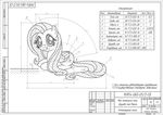  blueprint cutie_mark equine female fluttershy_(mlp) friendship_is_magic hair horse long_hair looking_at_viewer mammal monochrome my_little_pony pegasus pony russian_text smile solo text wings 