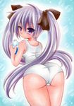  ass bottle cameltoe from_behind hiiragi_kagami himenonn looking_back lucky_star one-piece_swimsuit swimsuit twintails water_bottle 