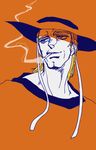  blonde_hair cigarette cowboy hat hol_horse jojo_no_kimyou_na_bouken male_focus mizu_(rain-mbdn) purple_eyes smoking solo western 