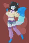  &lt;3 big_tail black_hair blue_fur clothing crossdressing fur girly hair helsy male shorts solo yellow_eyes 