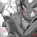  &lt;3 2013 blush drooling female human licking licking_lips male mammal monkeyxflash monochrome nintendo pok&#233;mon pok&eacute;mon saliva scrafty tongue undressing video_games weavile 