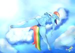  anthro anthrofied bikini blue_fur camel_toe clothed clothing cloud cutie_mark english_text equine eyes_closed female friendship_is_magic fur hair hooves horse lying mammal multi-colored_hair my_little_pony on_back open_mouth pegasus pixelstarpony pony rainbow_dash_(mlp) rainbow_hair skimpy sleeping solo swimsuit text wings 