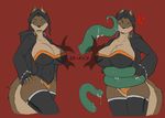 anthro big_breasts blue_eyes breasts canine corset female lingerie mammal multiple_scenes rohan_scribe solo tentacles wolf 