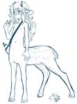 aogami blush cervine deer deertaur girly hair hi_res long_hair male mammal nipples nude solo taur 