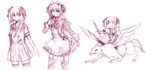  alternate_costume astolfo_(fate) braid chibi enmaided fang fate/apocrypha fate_(series) hair_ribbon hippogriff juliet_sleeves long_sleeves maid maid_headdress male_focus monochrome one_eye_closed open_mouth otoko_no_ko puffy_sleeves ribbon riding school_uniform serafuku single_braid sketch smile sword thighhighs weapon wizs |_| 