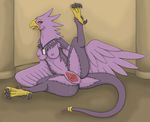  anus avian beak bird blush breasts card claws cum fang_asian female gryphon inviting katherine_turner king_of_thorn looking_at_viewer nipples nude pose pussy raised_leg ring solo teasing wings 