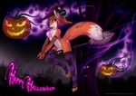 anthro areola breasts broom canine female forest fox hair halloween hat holidays legwear magic_user mammal nature nude outside pumpkin pumpkins red_hair rukifox solo toeless_socks tree witch yellow_eyes 