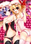  :d ass babydoll bat_wings black_legwear black_panties blonde_hair blue_hair blush breasts cameltoe fang flandre_scarlet hat lingerie long_hair multiple_girls natsumikan navel nipples off_shoulder open_mouth panties pink_legwear pink_panties red_eyes remilia_scarlet short_hair siblings sisters small_breasts smile thighhighs touhou underwear underwear_only v wings 