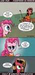  ask_pun blue_eyes clothing comic cutie_mark dialog duo english_text equine female feral friendship_is_magic fur green_eyes hair horse mammal my_little_pony pink_fur pink_hair pinkie_pie_(mlp) pony pony-berserker pony_berserker prison pun_pony red_fur tally_marks text 