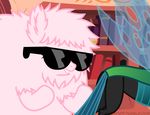  black_fur equine eyewear female feral fluffle_puff friendship_is_magic fur glasses green_hair hair horse mammal mixermike622 my_little_pony pegasus pink_fur pony queen_chrysalis_(mlp) sunglasses wings 