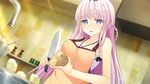  apron blue_eyes blush food game_cg girls_be_ambitious! knife long_hair mtu pink_hair tears yuzuki_fuuka 