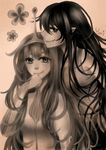  adventure_time artist_name fang half-closed_eyes highres long_hair monochrome multiple_girls princess_bonnibel_bubblegum sepia smile tiara yumi_(monorhapsody) 