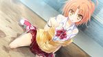  aono_sena game_cg girls_be_ambitious! kneehighs mtu orange_eyes orange_hair see_through seifuku short_hair wet 