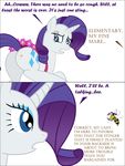  arthropod bee bee_sting blue_eyes bsting butt cutie_mark dialog duo english_text equine female feral friendship_is_magic fur horn horse insect mammal my_little_pony pony rarity_(mlp) text unicorn white_fur 