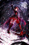  1girl forest nature petals rose_petals ruby_rose rwby snow ted 