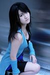  black_hair cosplay final_fantasy final_fantasy_viii jewelry necklace rinoa_heartilly solo 