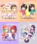  araragi_tsukihi bakemonogatari black_hanekawa chibi chocho_(homelessfox) doughnut dress dual_persona food glasses goggles goggles_on_head hanekawa_tsubasa hat helmet jacket japanese_clothes kimono kuchinawa monogatari_(series) multiple_girls nekomonogatari nisemonogatari oshino_shinobu otorimonogatari overalls school_uniform sengoku_nadeko snake sun_hat yukata 