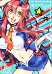  bad_id bad_pixiv_id breasts garrison_cap gloves hair_down hat large_breasts long_hair mb32 midriff navel necktie pieces_of_sweet_stars red_hair skirt smile solo star tengen_toppa_gurren_lagann white_gloves yellow_eyes yoko_littner 