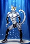  bleakcat bulge cat clothing feline looking_at_viewer male mammal muscles smile solo whiskers 