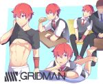  1boy bangs blue_eyes failuu hibiki_yuuta male_focus red_hair solo ssss.gridman 