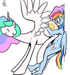  anthro anthrofied blush cutie_mark duo equine eyes_closed female feral friendship_is_magic fur hair happy horn horse mammal multi-colored_hair my_little_pony pegasus pony princess_celestia_(mlp) rainbow_dash_(mlp) rainbow_hair smile themanesex white_fur winged_unicorn wings 