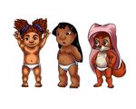  cub disney dreamworks female fox frown hands_on_hips human lilo lilo_and_stitch maid_marian mammal panties pigtails plain_background pouting robin_hood robin_hood_(disney) sandy-crood sandy_crood the_croods topless underwear white_background white_panties young 