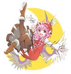  :d animal_ears bird black_legwear boots dress hat ichizen_(o_tori) long_sleeves mystia_lorelei open_mouth pink_eyes pink_hair short_hair smile solo thighhighs touhou wings 