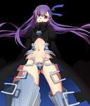  blue_eyes crotch_plate fate/extra fate/extra_ccc fate_(series) hair_ribbon long_hair meltlilith meron purple_eyes purple_hair revealing_clothes ribbon solo very_long_hair 