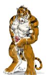  abs anthro ball_fondling balls biceps big_muscles black_fur body_markings brown_fur cum cum_covered cum_on_arm cum_on_chest cum_on_face cum_on_penis cum_on_self cum_on_stomach cum_string cumshot erection excessive_cum fangs feline fur involved_expression male mammal markings masturbation messy muscles nude open_mouth orange_fur orgasm pecs penis plain_background pose presenting rwolf solo standing stripes teeth tiger tongue white_background white_fur yellow_eyes 
