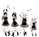  black_hair gloves highres long_hair multiple_girls original short_hair usagihime white_hair 