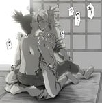  1boy 1girl awa_(ignorantremark) blush breast_grab breasts breath grabbing groping kiss monochrome nara_shikamaru naruto open_clothes pussy_juice quad_tails saliva sex sitting speed_lines straddle straddling temari toes tongue upright_straddle vaginal vibrator 