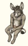  anthro bottle clothing donkey drink equine hair looking_at_viewer male mammal open_mouth plain_background shorts simple_background sitting smile solo underwear white_background 