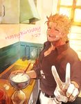  bad_id bad_pixiv_id baking beard blonde_hair dated facial_hair gloves happy_birthday jojo_no_kimyou_na_bouken joseph_joestar male_focus oreha00701 solo v white_gloves 